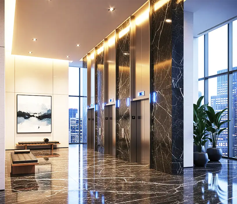 Compact Villa Elevator with Elegant Wooden Paneling